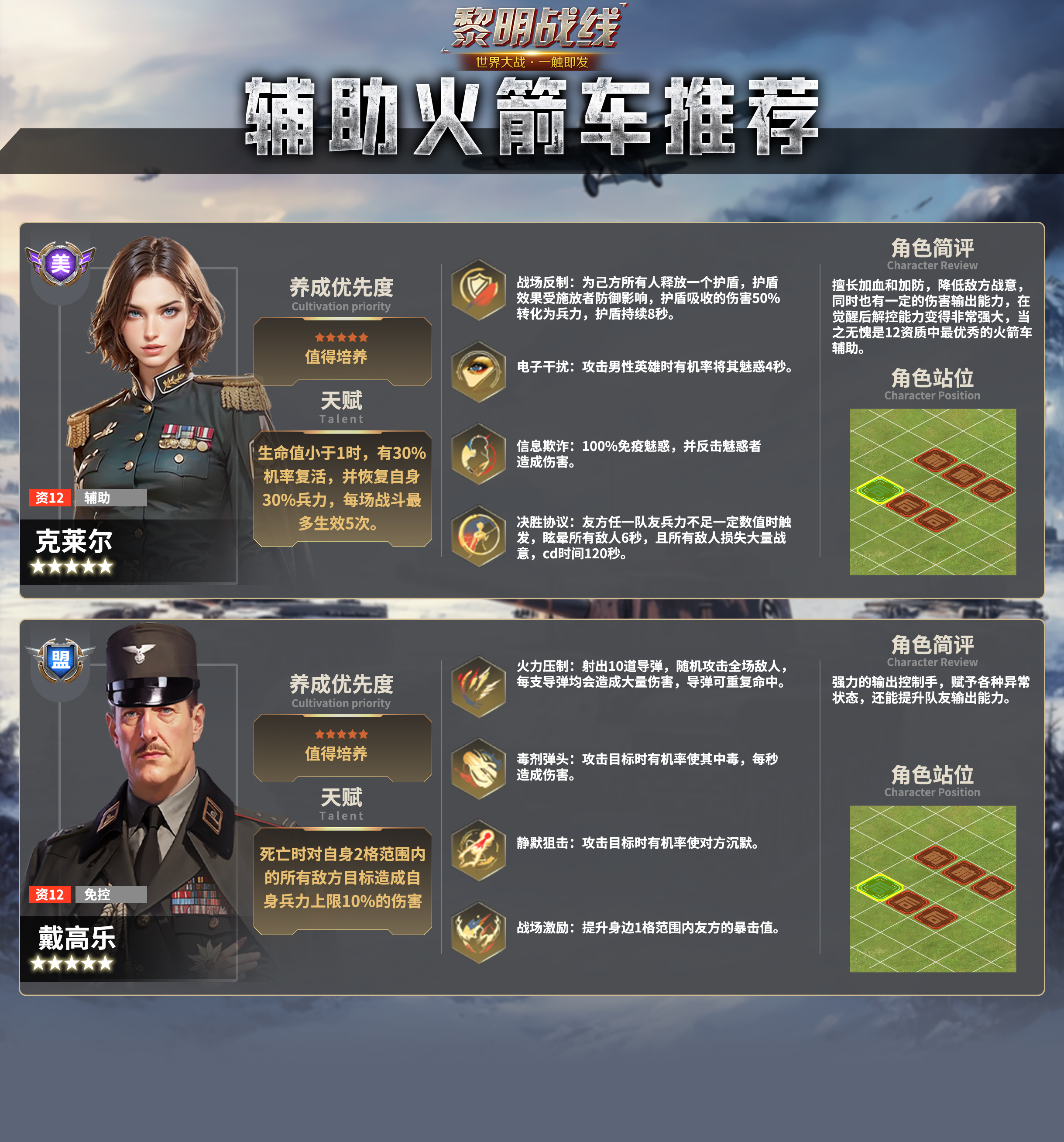 《黎明战线》辅助火箭车推荐