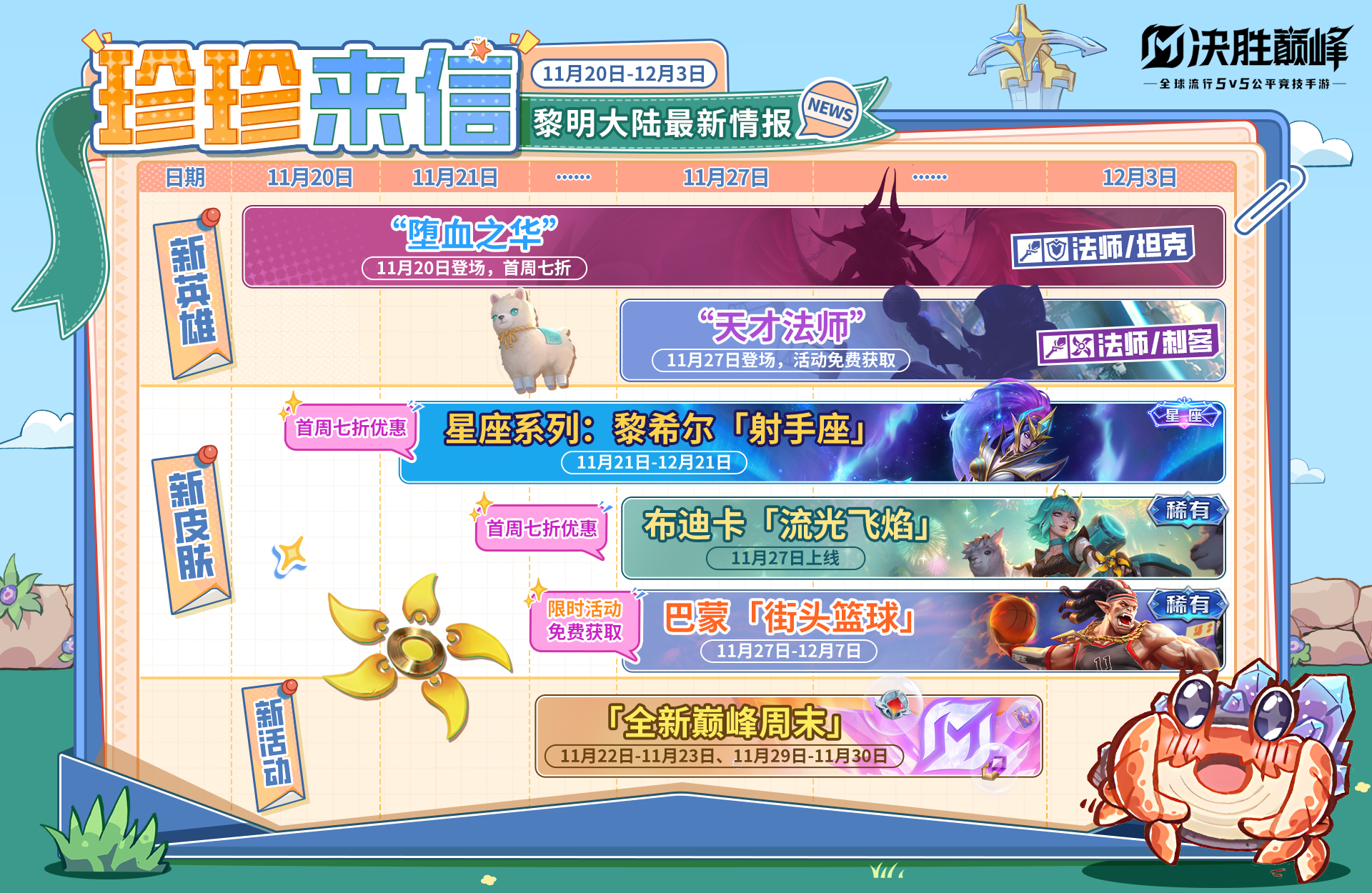 ▲珍珍来信▲11月下旬游戏情报来啦