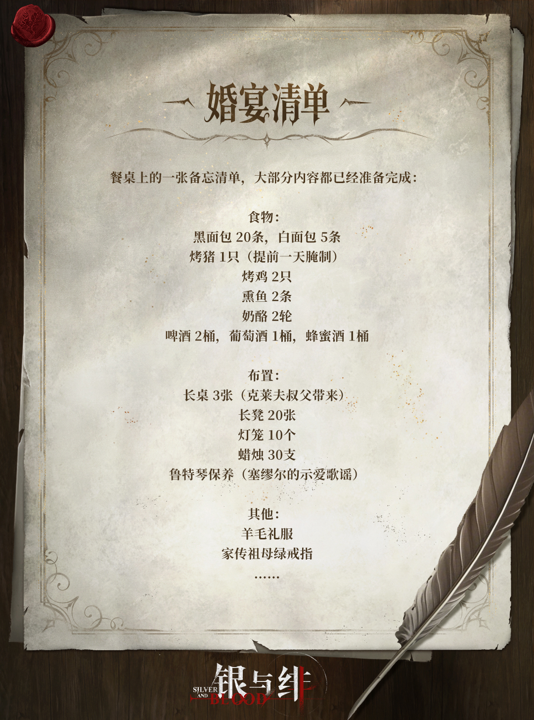《银与绯》626公测 失落记忆手账丨婚宴清单