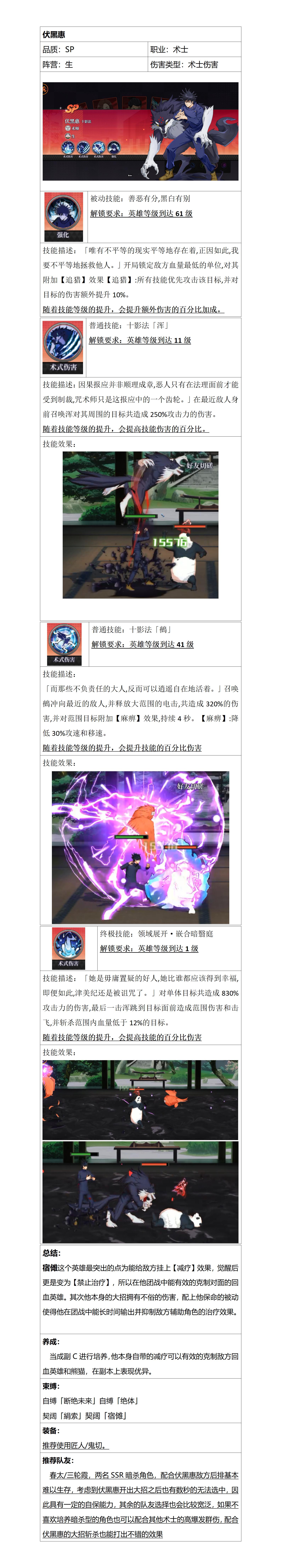 《戰(zhàn)靈》伏黑惠英雄攻略
