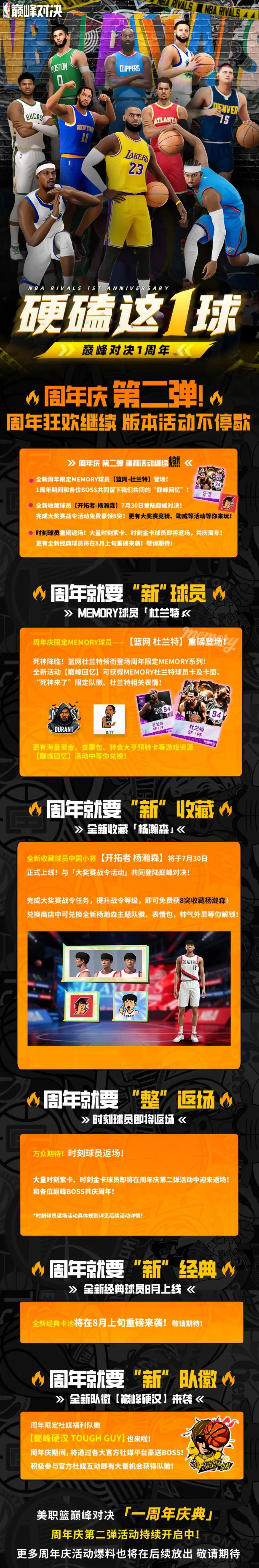 《美职篮巅峰对决》1周年庆典开启 福利燃爆球场