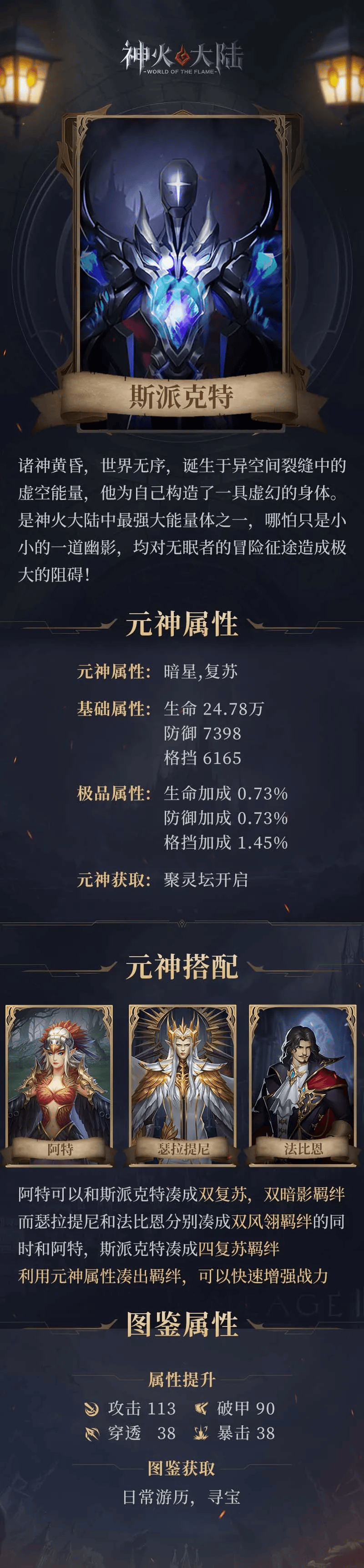 圣庭人物志丨元神斯派克特背景屬性搭配指南速看！