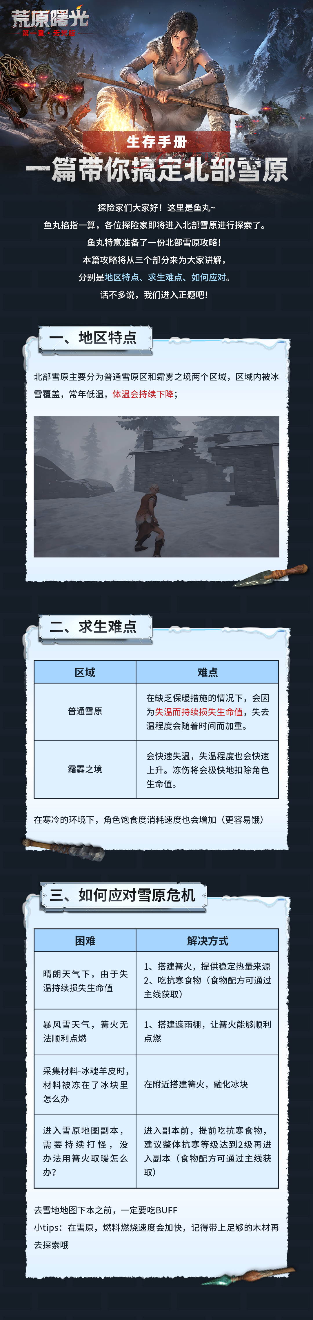 《荒原曙光》生存手册 一篇带你搞定北部雪原！
