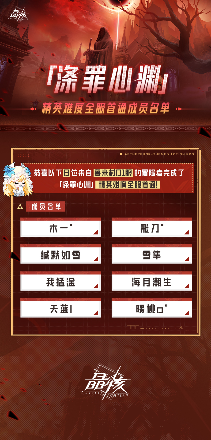 「涤罪心渊」团本精英难度全服首通团队出炉!
