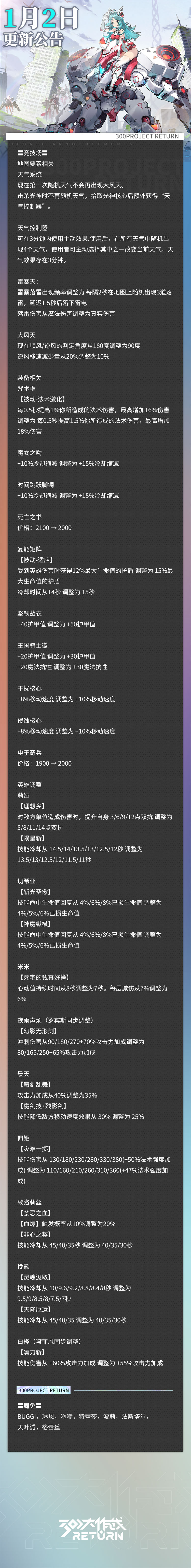 《300大作战》更新公告 | 01月02日